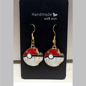 Pokémon Ball Death Star Earrings Gold Colored Plated